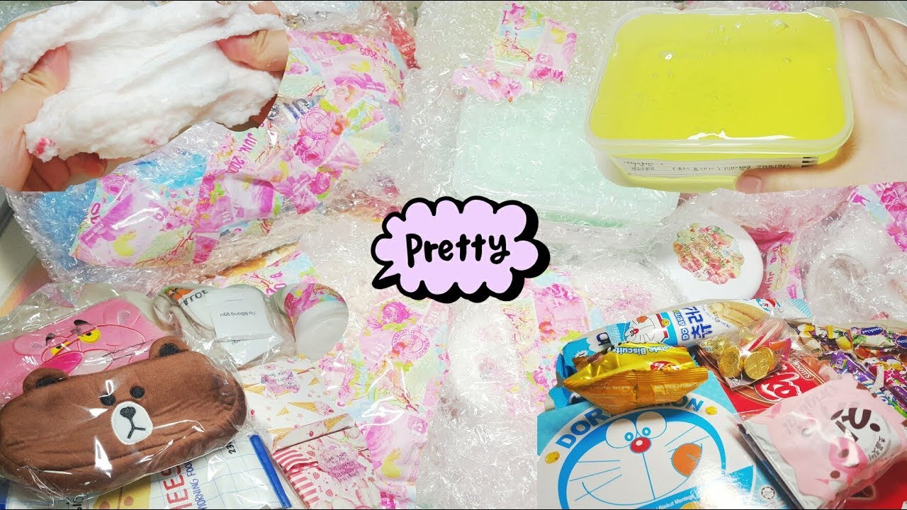 레뚜와 2번째 푸짐한 선물교환후기 ✌❤ | 액괴 6개 | 슬라임 11개 | 먹거리 | 생활용품 | 뿌직