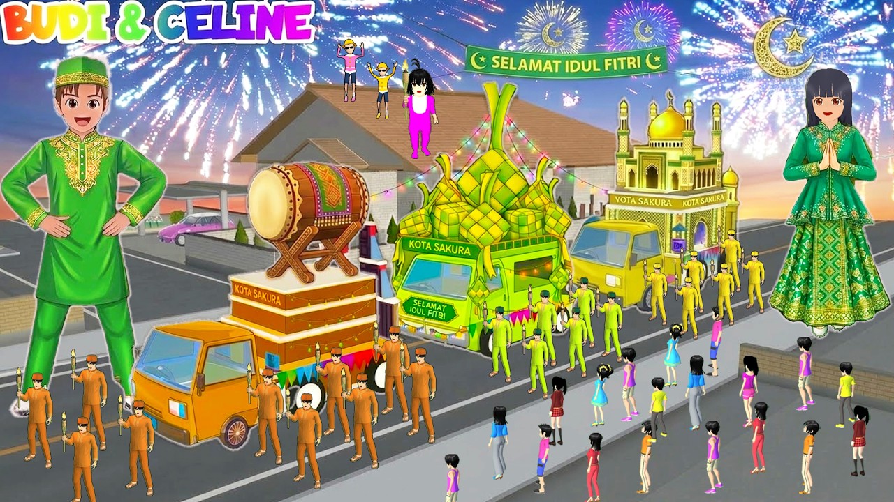 Yuta Mio Takbiran Pickup Keliling Kota Sakura | Baby Celine Ikut Pawai keliling Bawa Obor