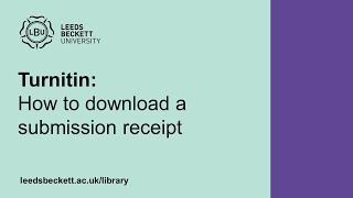 Turnitin: How to download a submission receipt