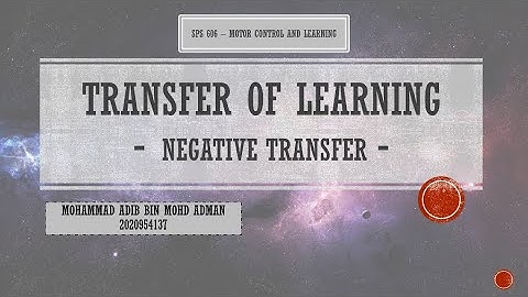 SPS 606: Transfer of Learning (Part 2)