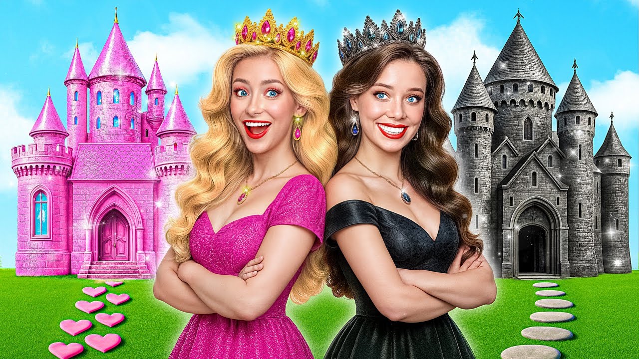 Домики Одного Цвета Челлендж | Черная vs Розовая Принцесса от Multi DO Girls