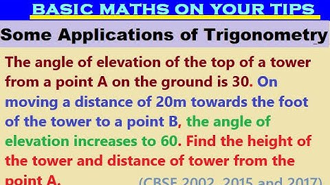 The angle of elevation of the top of a tower from a point A on the ground is 30. On moving a ...