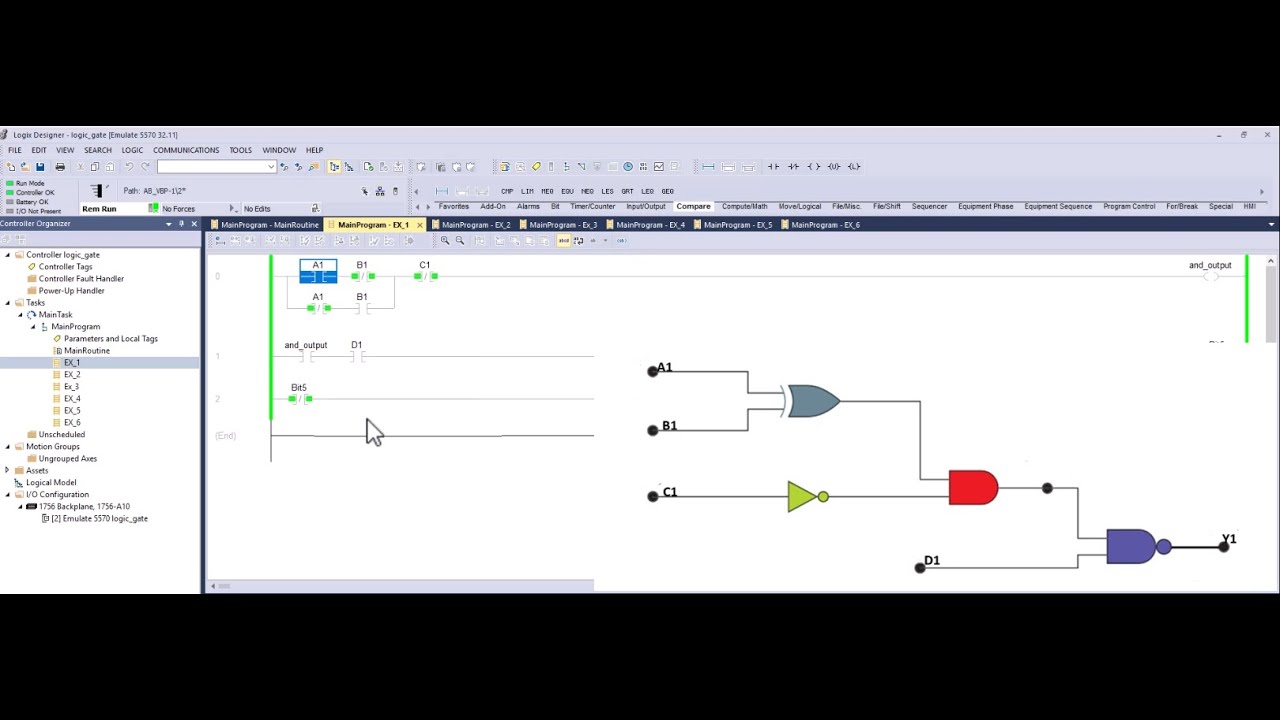 Convert Logic Gate Circuits To PLC Ladder Diagrams In Studio 5000 - YouTube