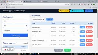 Expense Tracker | Spring Boot | React.js | Mongo DB | React Redux - Toolkit | Tailwind CSS