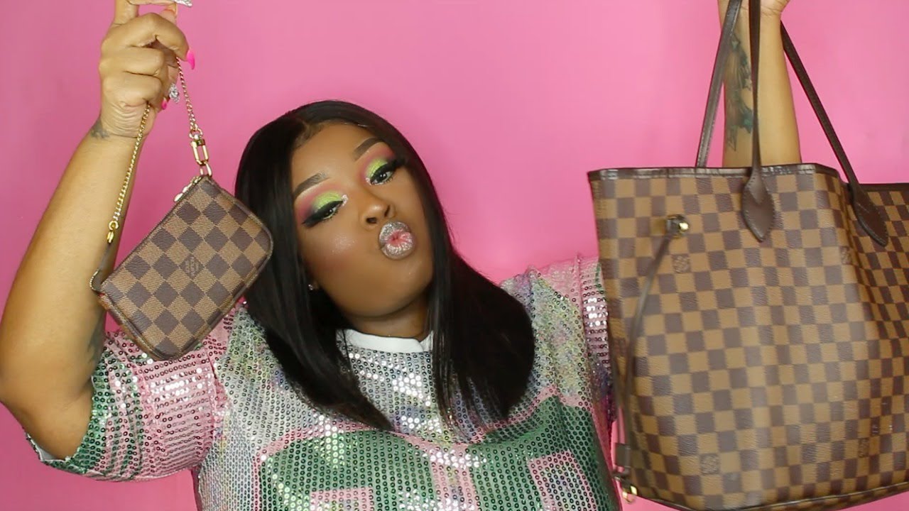 WHAT&#39;S IN MY BAG... LOUIS VUITTON NEVERFULL MM DAMIER EBENE - YouTube