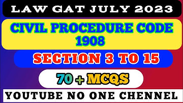 LAW GAT CPC SECTION 3 TO 15 MCQS | LAW GAT CPC SECTION PORTION| CPC 70 + MCQS | LAW GAT PREPARATION