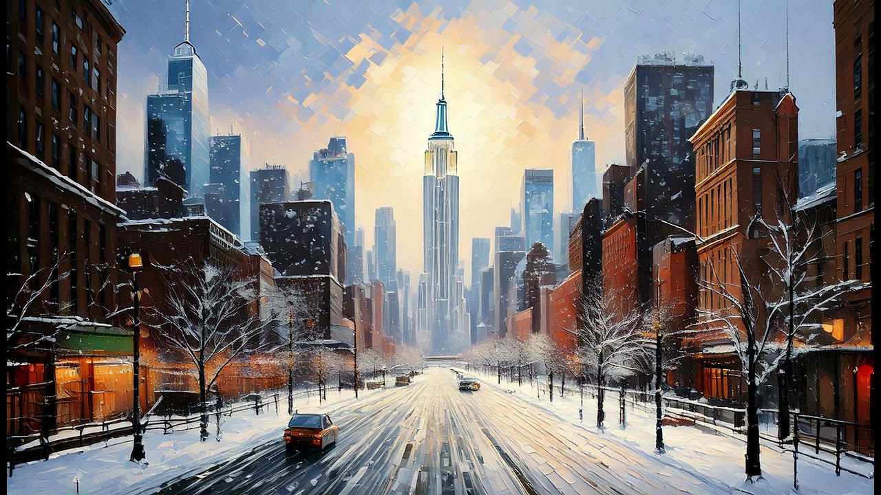 2-Hour 4K Frame TV Art | Winter in New York: The Golden Glow | Wallpaper TV Art | WLPR GLLRY