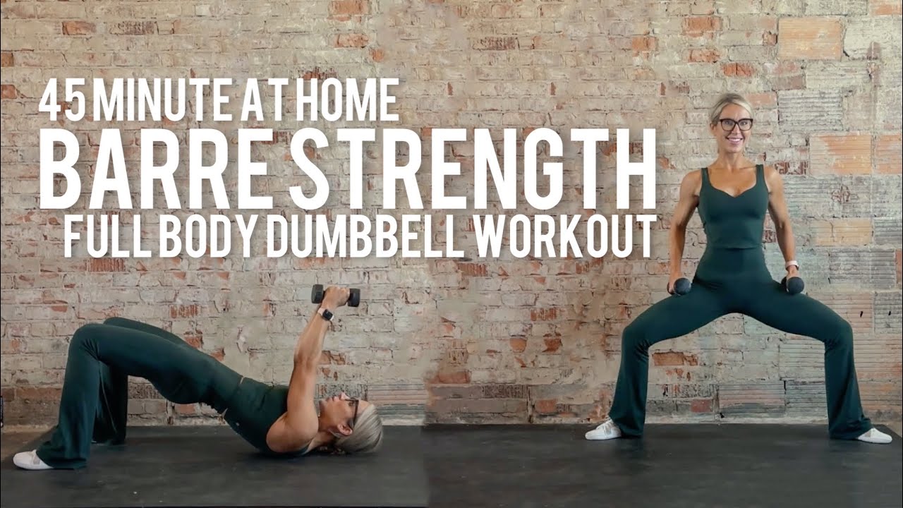 45 Minute Barre Inspired Strength Workout | Full Body | Dumbbells and Mat | Low Impact