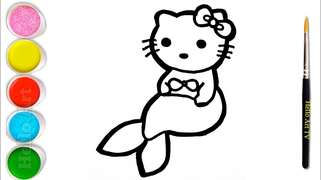 How to Draw a Hello Kitty Mermaid | Hello Art TV - YouTube