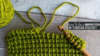How to Fix a Dropped Stitch in Tunisian Crochet (Worked Flat)