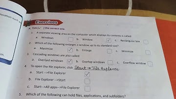 Class:5 Computer Lesson:3(Managing Windows, Files and Folders)Revision of Book Exercise