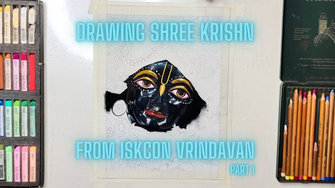 Draw with me - Iskcon Vrindavan Shri Krishna Face Drawing, Janmashtami Special, Shri Krishna drawing