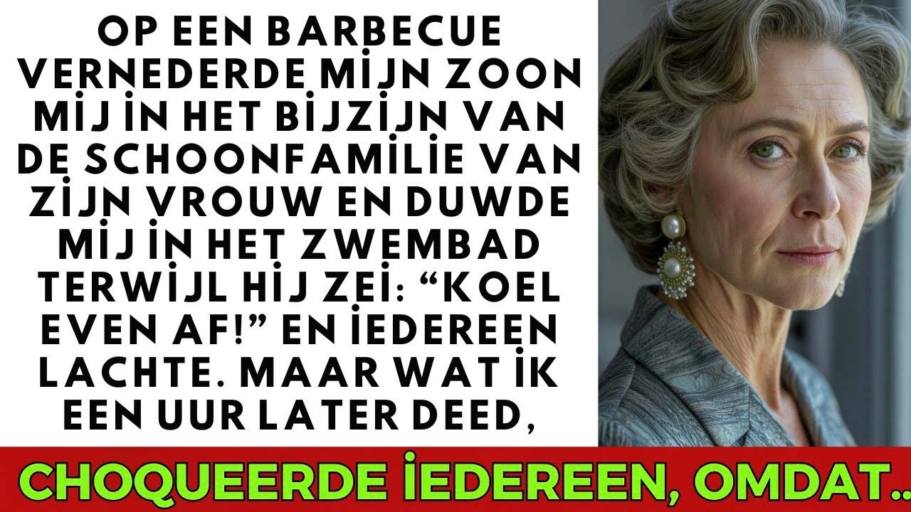 “Het was een grap, mam!” riep mijn zoon terwijl hij mijn wandelstok vasthield en breed grijnsde. Ik lag in het ijskoude zwembadwater, spartelend, mijn doorweekte jurk als een lijkwade om mijn...