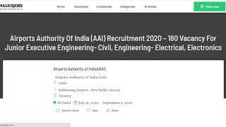 Airports Authority Of India Recruitment 2020 | 180 Vacancy | AAI | All India Jobs