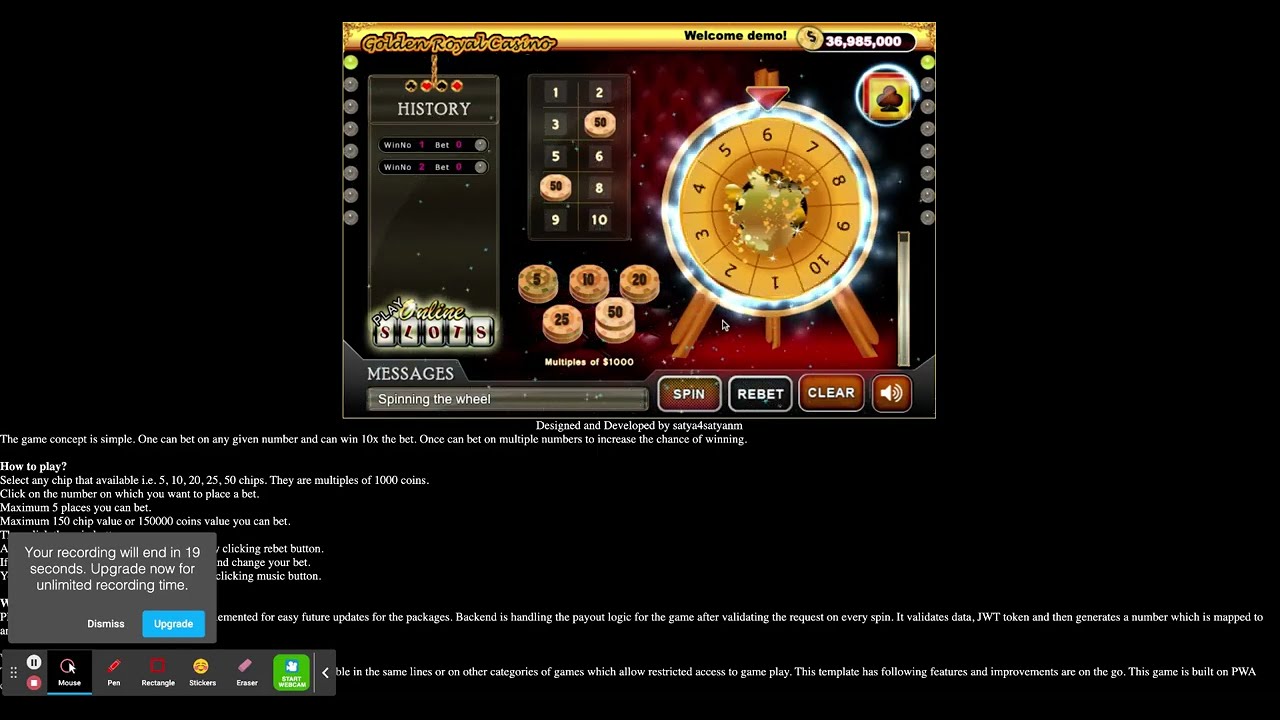 Golden Royal Casino - Phaser 3 Game with Backend
