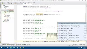 Create a Simple List in Android app using ListView
