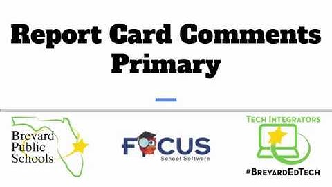 Primary Report Card Comments