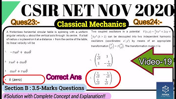 19. Classical Mechanics Solutions| CSIR NET NOV 2020| Section-B: 3.5-Marks| Complete Solution| NTA