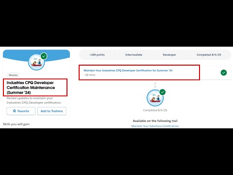 Industries CPQ Developer Certification Maintenance (Summer '24) | Salesforce Trailhead