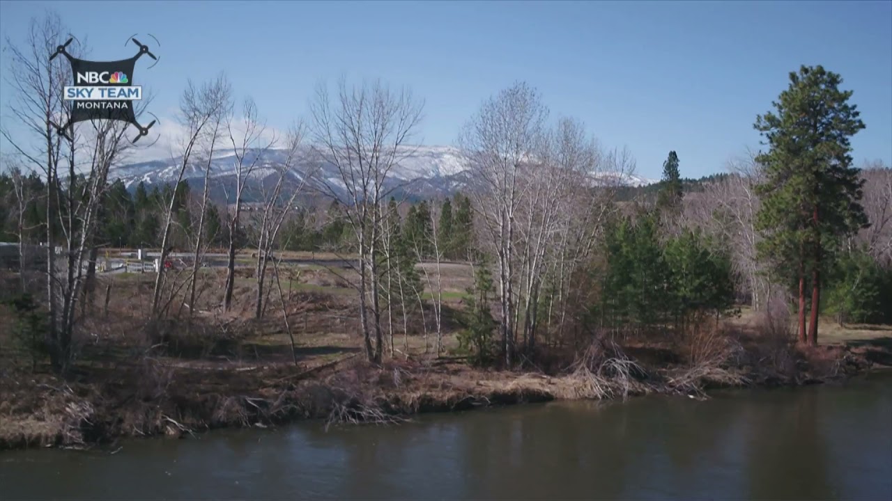 Drone video high above Bitterroot River, Missoula Valley