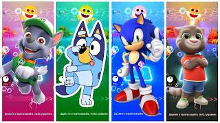 Tiles Hop EDM Rush All Characters! Rocky, Bluey, Sonic & Talking Tom 🎵⚡