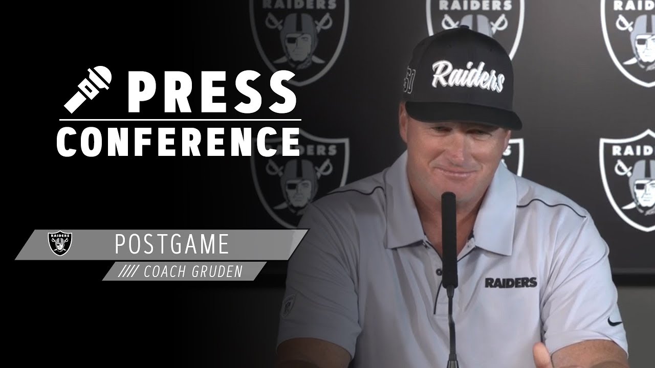 football score Coach Gruden Postgame Presser - 8.22.19 | Raiders