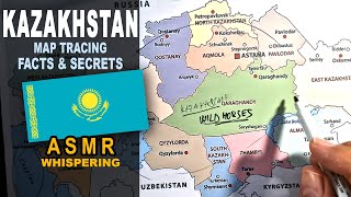 ASMR: Tracing KAZAKHSTAN outline and its provinces | With facts and secrets | ASMR whispering screenshot 4