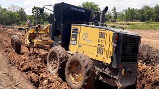 รีวิว ครั้งแรก รกเกรด KOMATSU GD655 งานขยายไหล่ทาง motor grader EP.8435