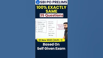 SBI PO Prelims 2023 | 100% Exact 35 Questions | Based on Self Given Exam