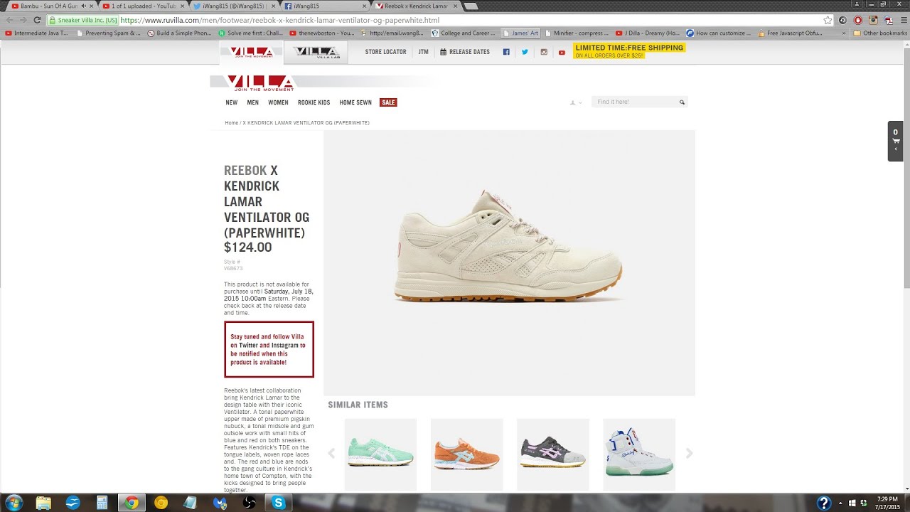 Reebok x Kendrick Lamar Ventilator EARLY LINKS