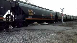 KCS 4619 NORTHBOUND EMPTY GRAIN TRAIN AT NEOSHO MO 2 2 2013