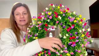 Large Spring Front Door Wreath 24 Inch Colorful Farmhouse Floral Decor Summer Porch
