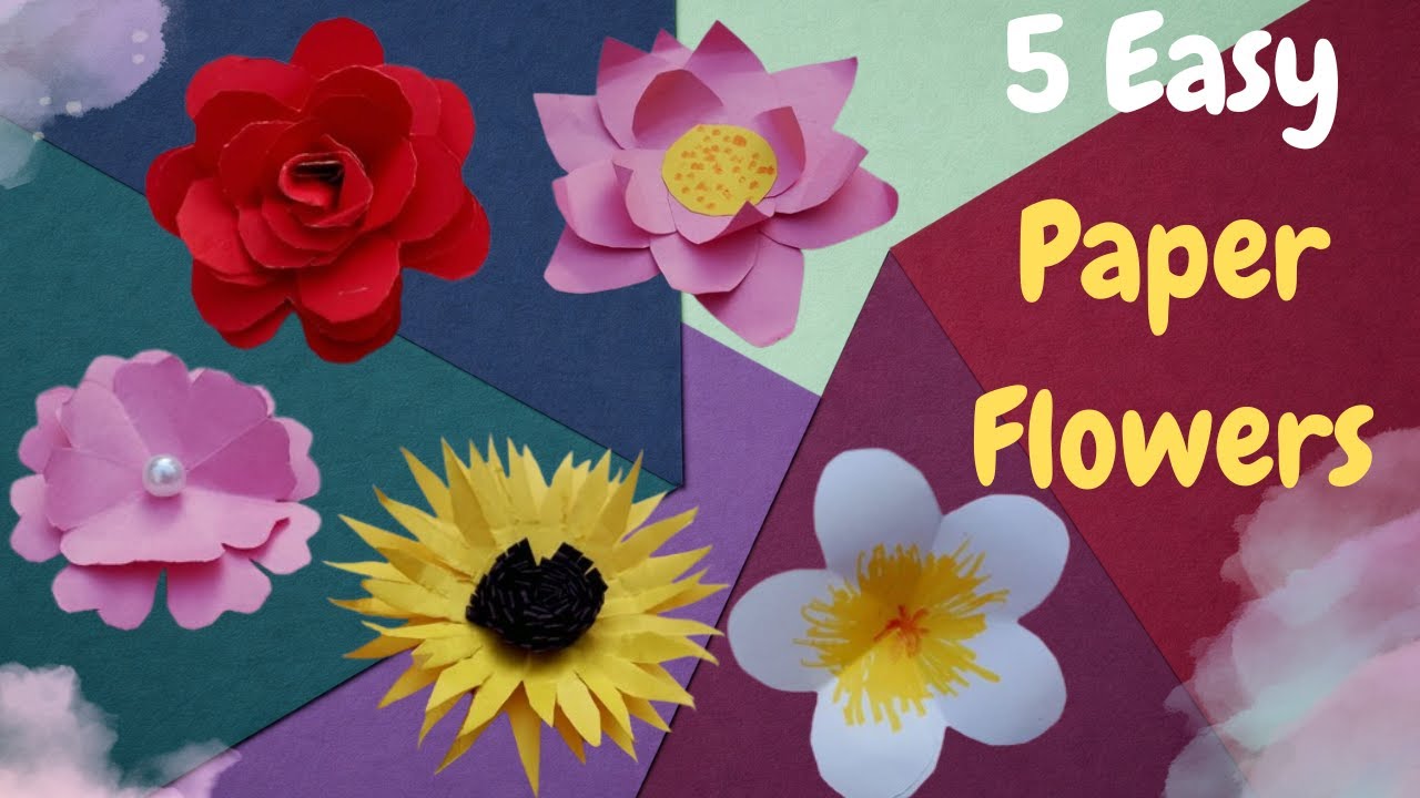 ✂️5 Easy Paper Flowers 🌸 Beautiful Paper Flower Crafts | DIY 