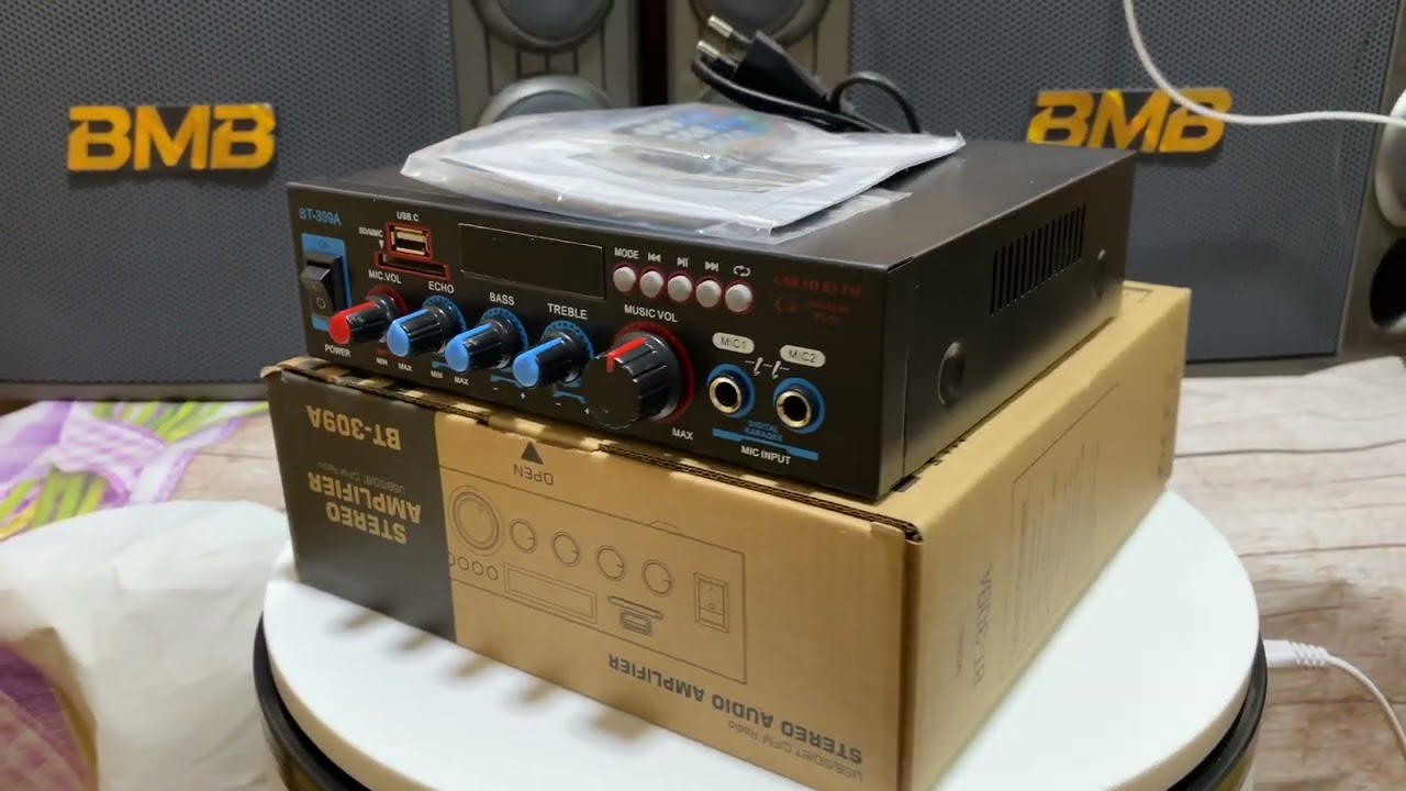 Âm ly mini 12v BT 309a cân loa BMB bass 30 HÀNG LOẠI 1... - youtube