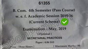 2019 Mdu BCom Pass 4th Sem Secretarial Practices Question Paper