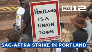 Local SAG-AFTRA members gather in Downtown Portland to show support for strike