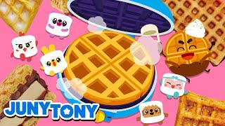 Lagu Wafel dengan Lima Marshmallows | Lagu Makanan | Lagu Anak Anak | JunyTony Bahasa Indonesia