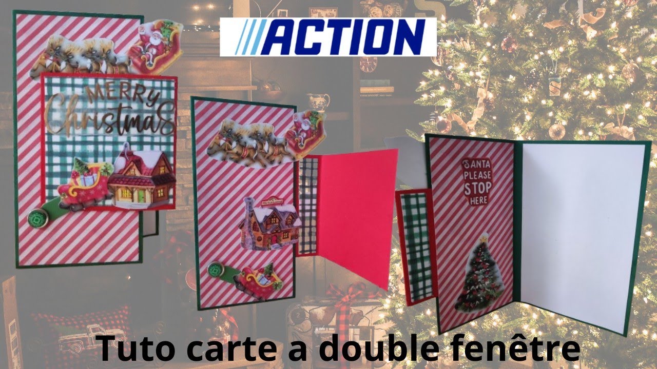 Tuto carte à double fenêtre facile à réaliser #action #noel #scrap #diy
