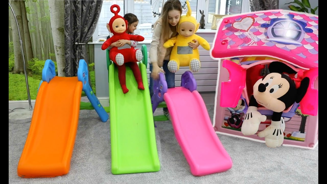 Having Fun On Slide Minnie's Play House YouTube