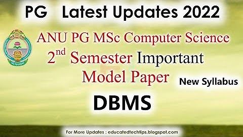2nd sem DBMS most important model paper 2022 MSc Computer Science DBMS New Syllabus 2022 PG