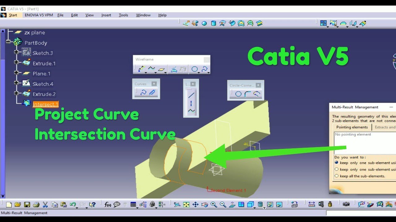 Catia V5 Wireframe and Surface Design Intersection And Project Curve