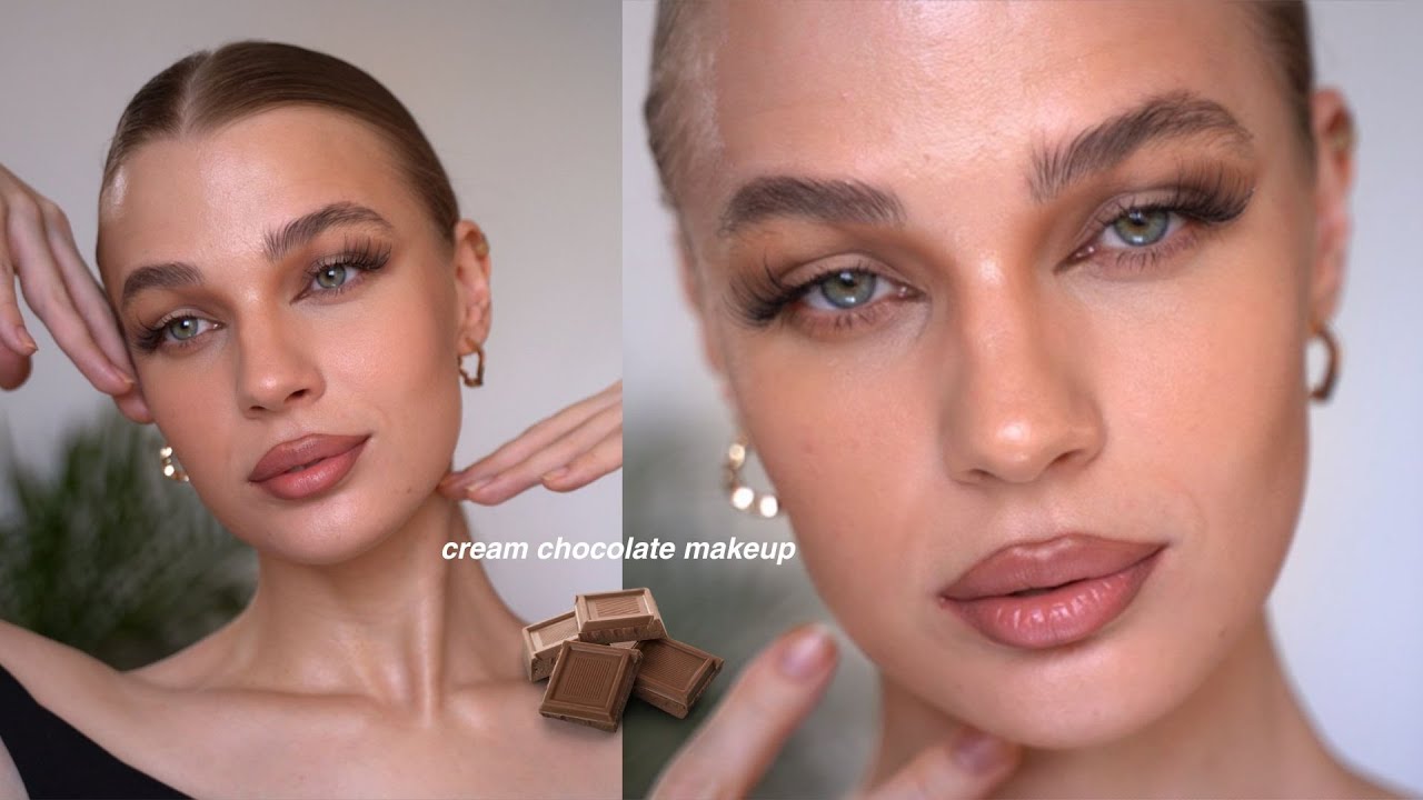 cream chocolate 🤎 clean girl makeup tutorial