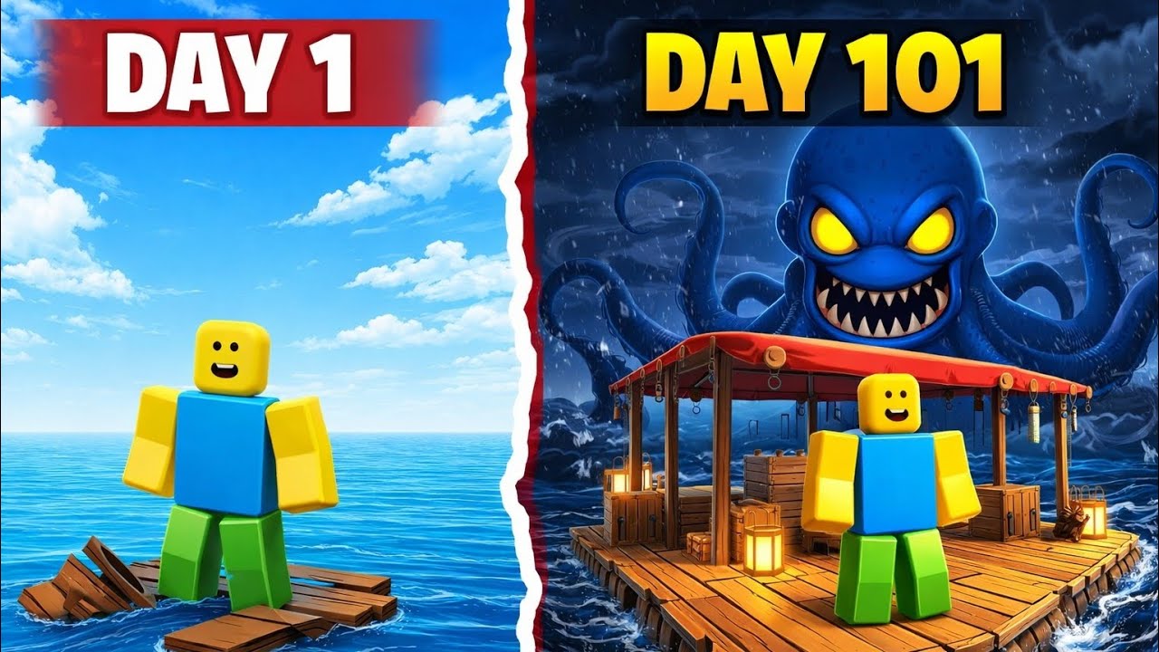 I Survived 101 Nights on a Raft in Roblox - YouTube