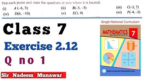 Class 7 Exercise 2.12 SNC Maths Ex 2.12 | plot points on a graph | state the Quadrant location