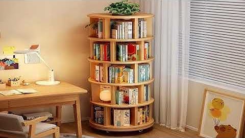 A must-have product! Solid wood rotating bookshelf 360 degree floor-standing bookcase storage rack