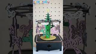 Ideas 003: Xmas Merry Go Round Carousel 🎠 Creatorally Colored Plywood 3D Wooden Model#lasercutting