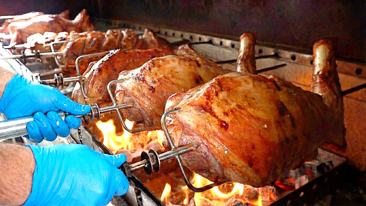 Amazing Lamb BBQ Master! Lamb Leg Roasted in a 2-meter 400℃ Capsule - Korean street food