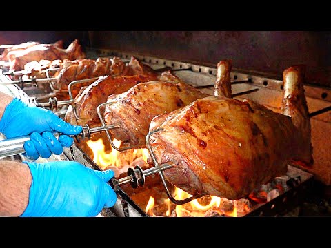 Amazing Lamb BBQ Master! Lamb Leg Roasted in a 2-meter 400℃ Capsule - Korean street food