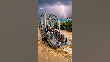 Moment the Bridge Almost Swept Away by Heavy Floods! #viral #shorts