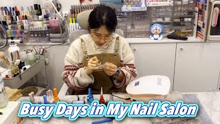 A Busy Day in My Life as a Korean Nail Salon Owner | Rainy☔ Mukbang🍜💕